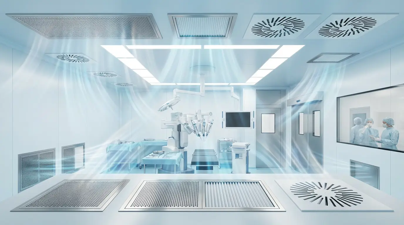 Medical clean room use vent grill
