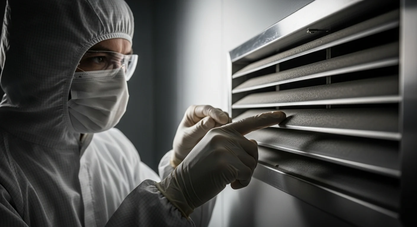 Engineer inspects HVAC vents