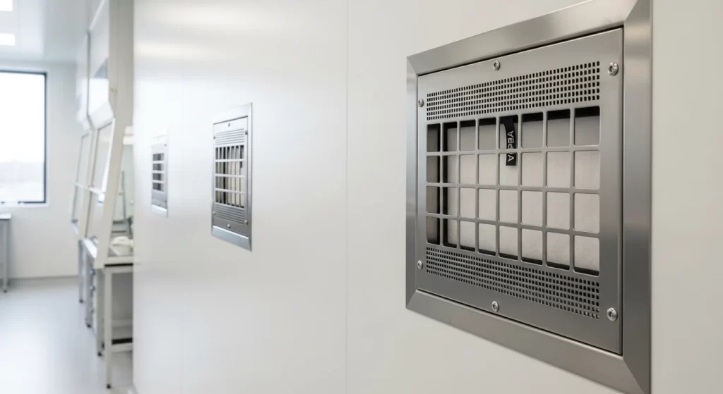 Cleanroom HVAC vents on wall