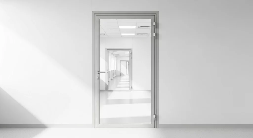 Glass panel cleanroom door design