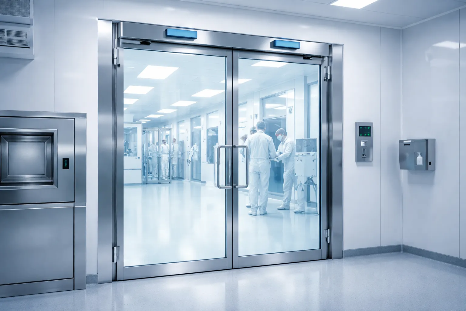 Glass swing door cleanroom design